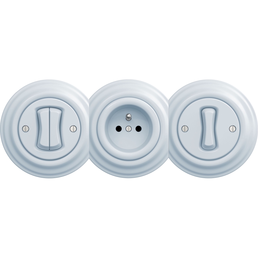 Kliklap - Vintage socket uden ramme SCHUKO 230V/16A blå