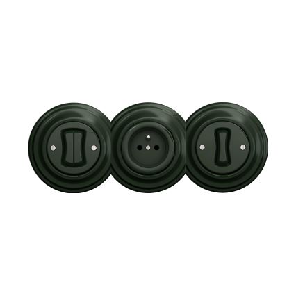 Kliklap - Vintage socket uden ramme SCHUKO 230V/16A grøn