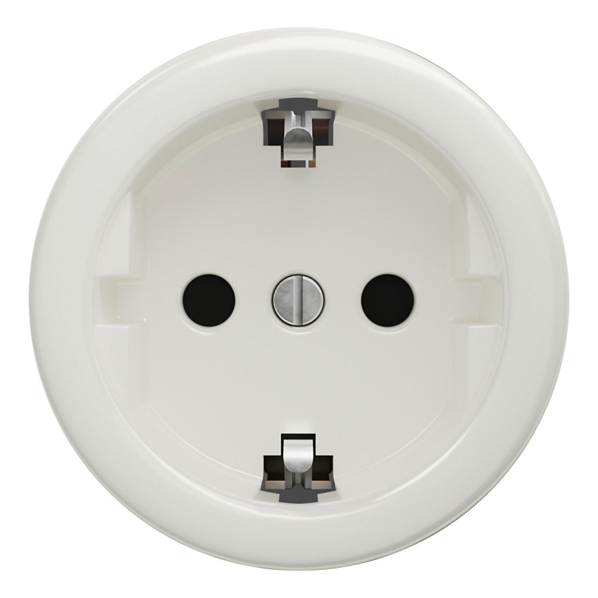 Kliklap - Vintage socket uden ramme SCHUKO 230V/16A hvid