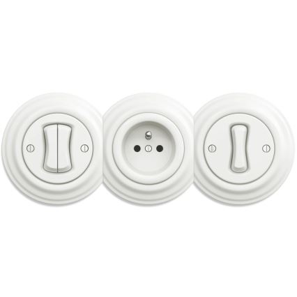 Kliklap - Vintage socket uden ramme SCHUKO 230V/16A hvid