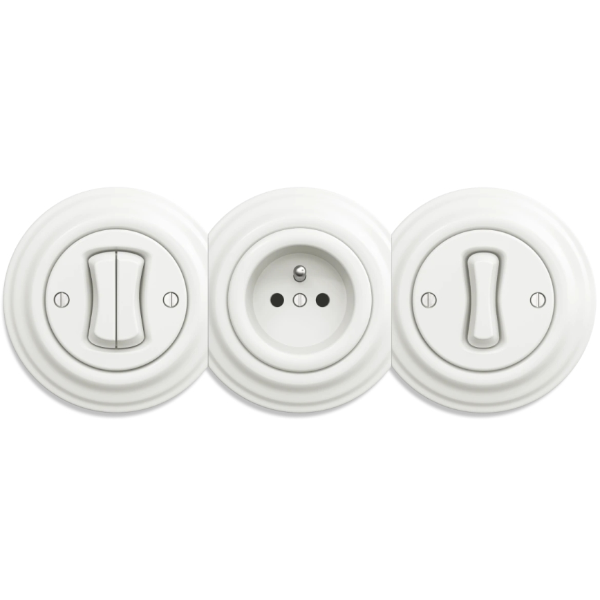 Kliklap - Vintage socket uden ramme SCHUKO 230V/16A hvid