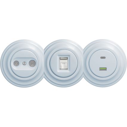 Kliklap - Vintage USB-stik A+C uden ramme blå