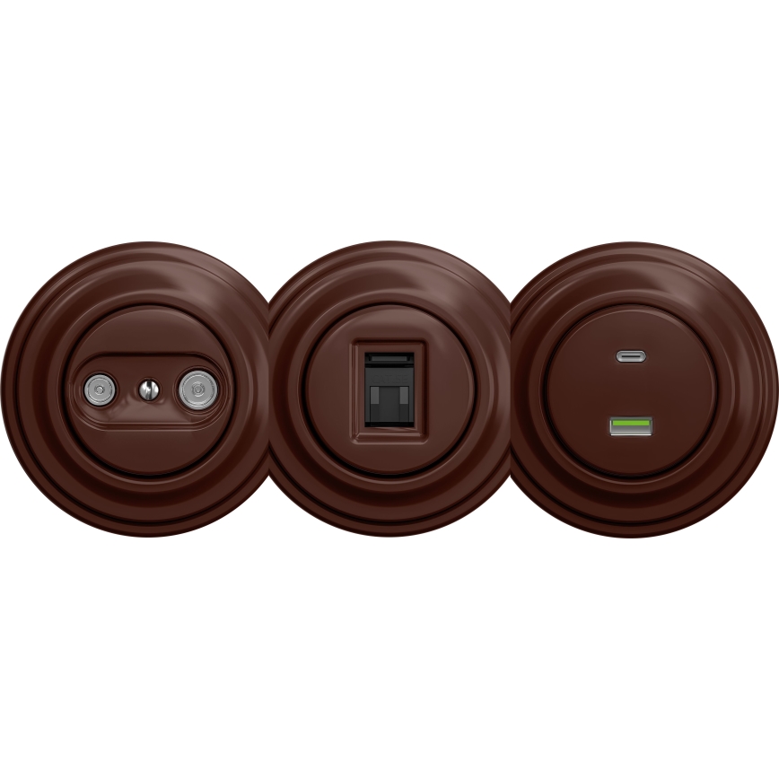 Kliklap - Vintage USB-stik A+C uden ramme brun