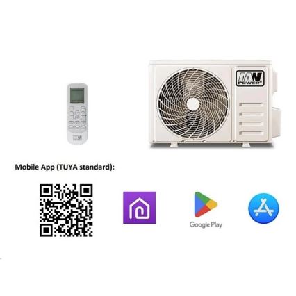 Klimaanlæg 12K V1 3,65 kW 12000 BTU Wi-Fi Tuya hvid + fjernbetjening