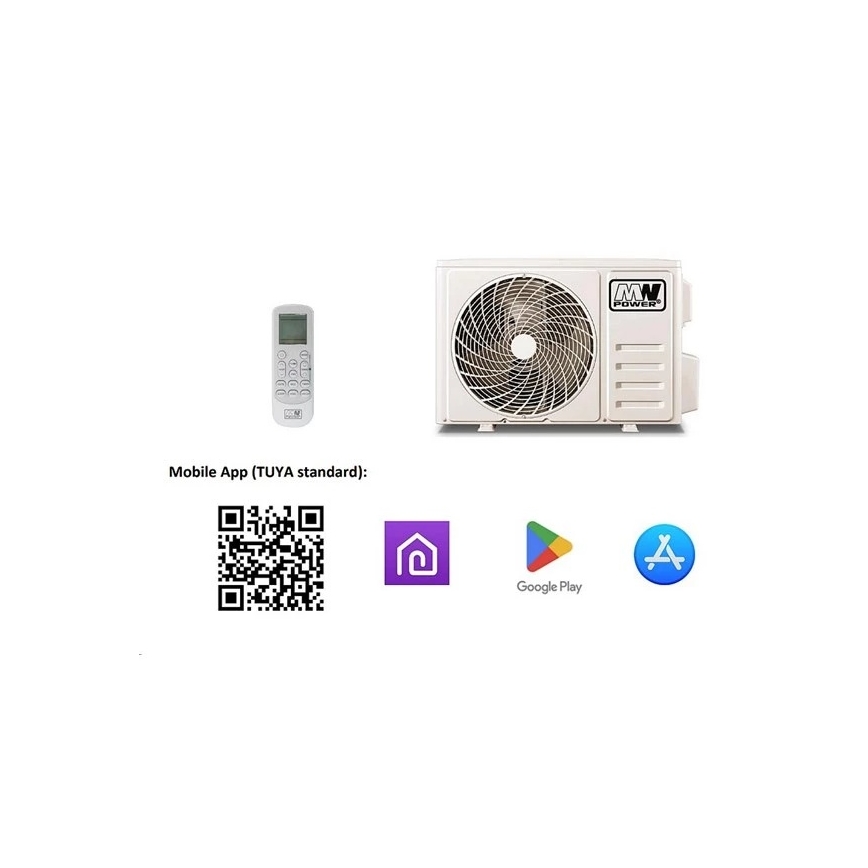 Klimaanlæg 12K V1 3,65 kW 12000 BTU Wi-Fi Tuya hvid + fjernbetjening