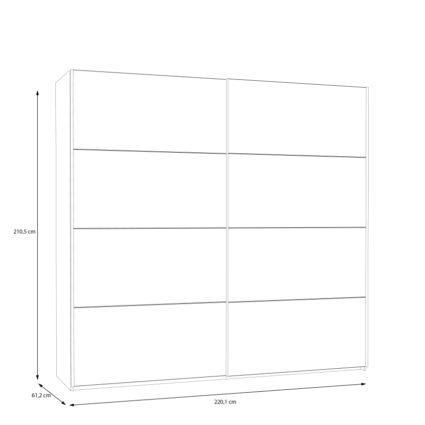 Klædeskab KARO 220 x 210 x 61 cm hvid