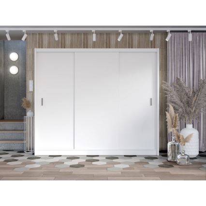 Klædeskab med skydedøre SAPHIRA 250x215 cm hvid