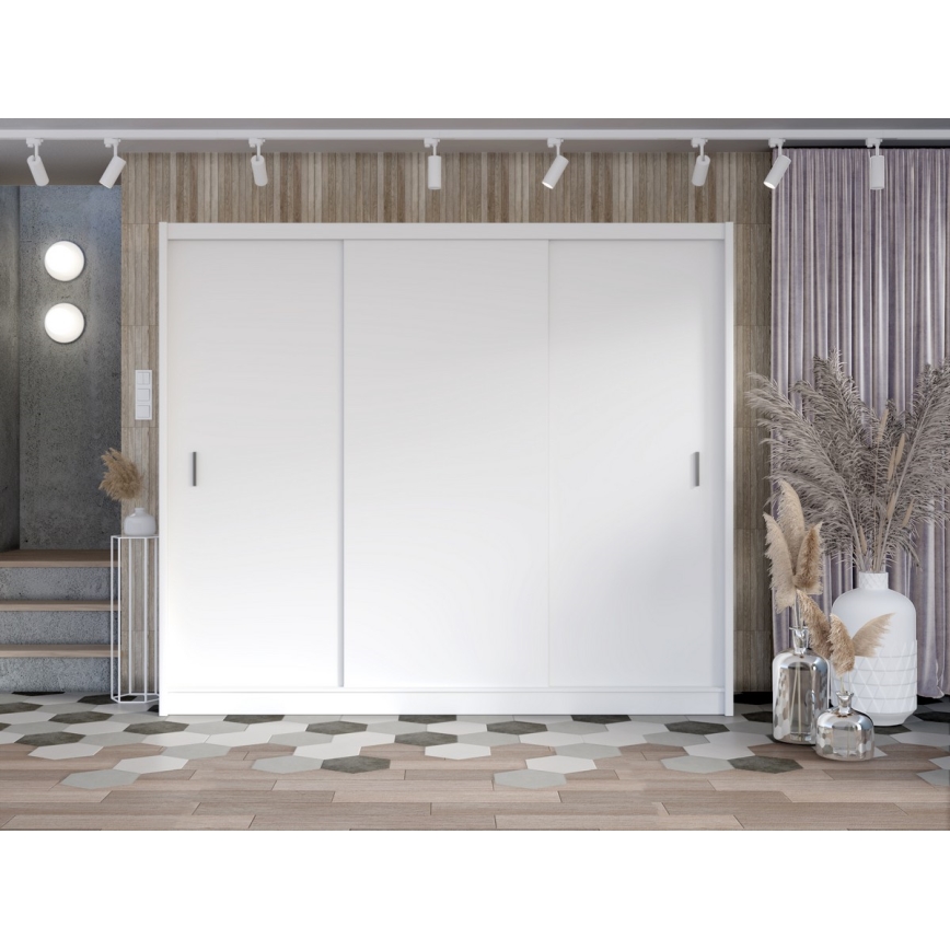 Klædeskab med skydedøre SAPHIRA 250x215 cm hvid
