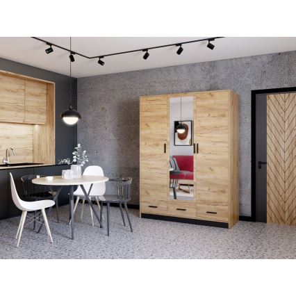Klædeskab med spejl SANNA 150x215 cm eg craft