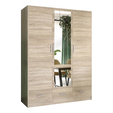 Klædeskab med spejl SANNA 150x215 cm eg sonoma