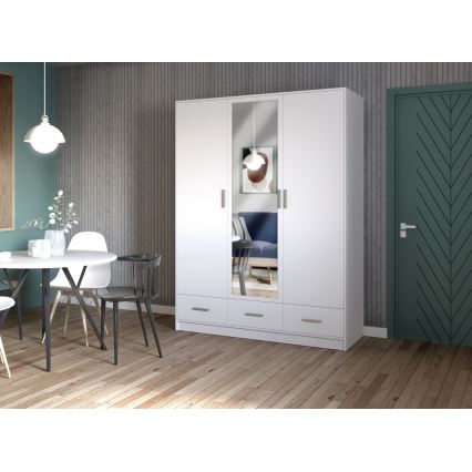 Klædeskab med spejl SANNA 150x215 cm hvid