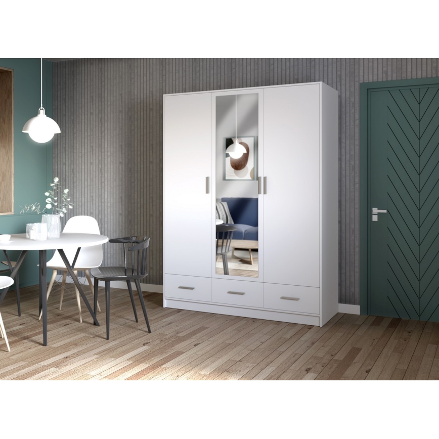 Klædeskab med spejl SANNA 150x215 cm hvid