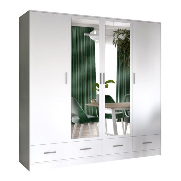 Klædeskab med spejl SANNA 200x215 cm hvid