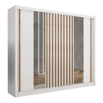 Klædeskab med spejl SANTINO 250x215 cm hvid/eg craft