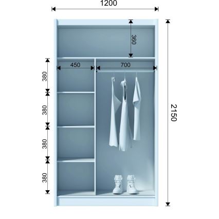 Klædeskab SABRINA 120x215 cm eg sonoma