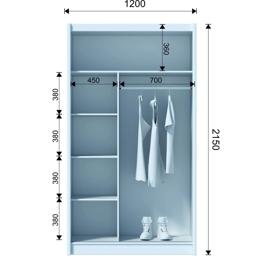 Klædeskab SABRINA 120x215 cm eg sonoma