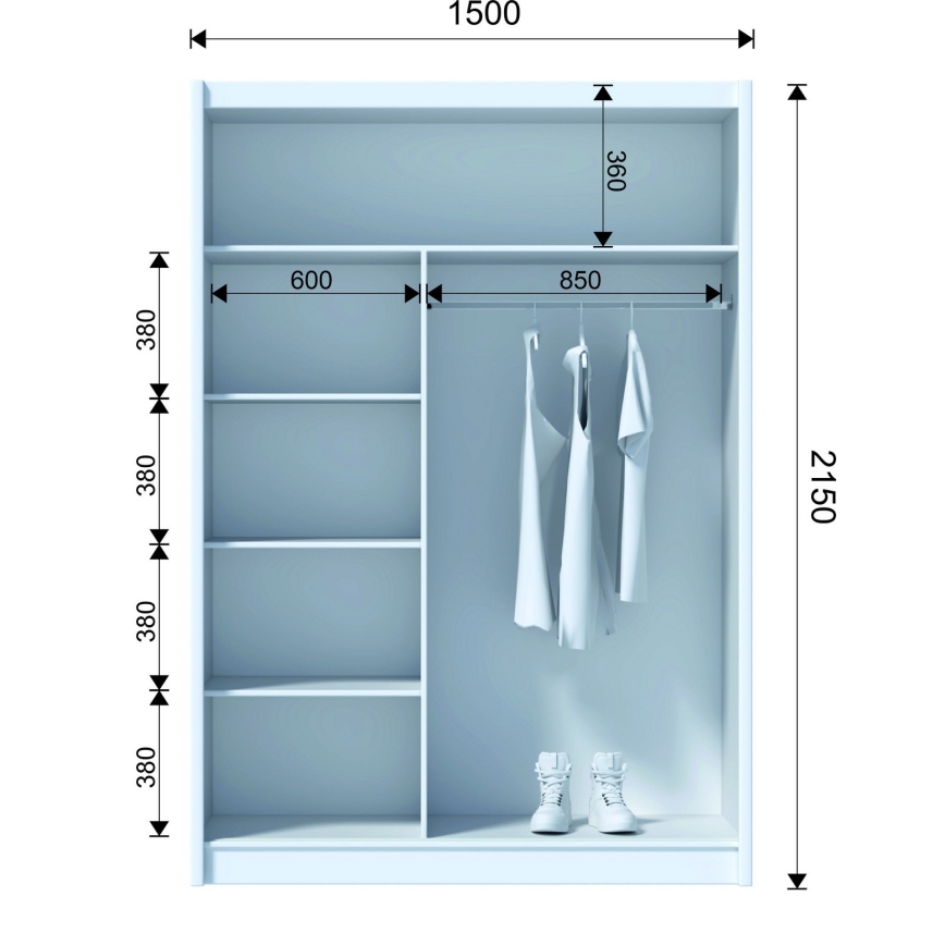 Klædeskab SABRINA 150x215 cm eg woltan