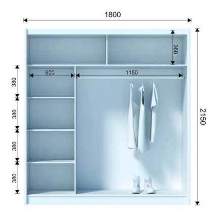 Klædeskab SABRINA 180x215 cm eg woltan