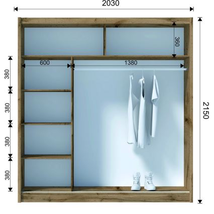 Klædeskab SABRINA 203x215 cm eg woltan