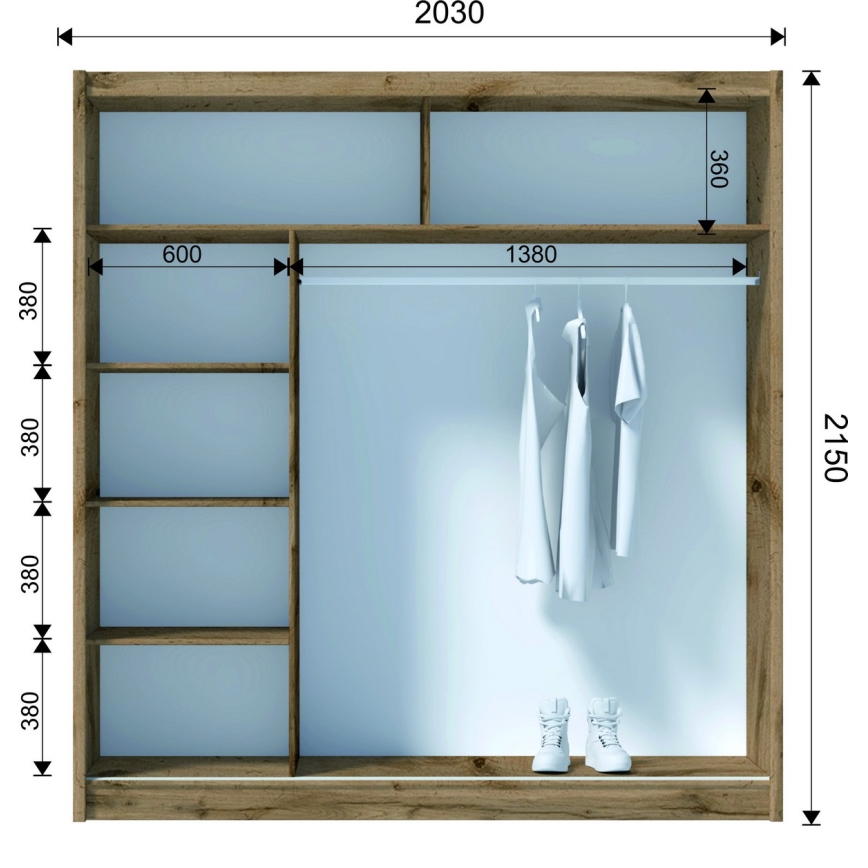 Klædeskab SABRINA 203x215 cm eg woltan