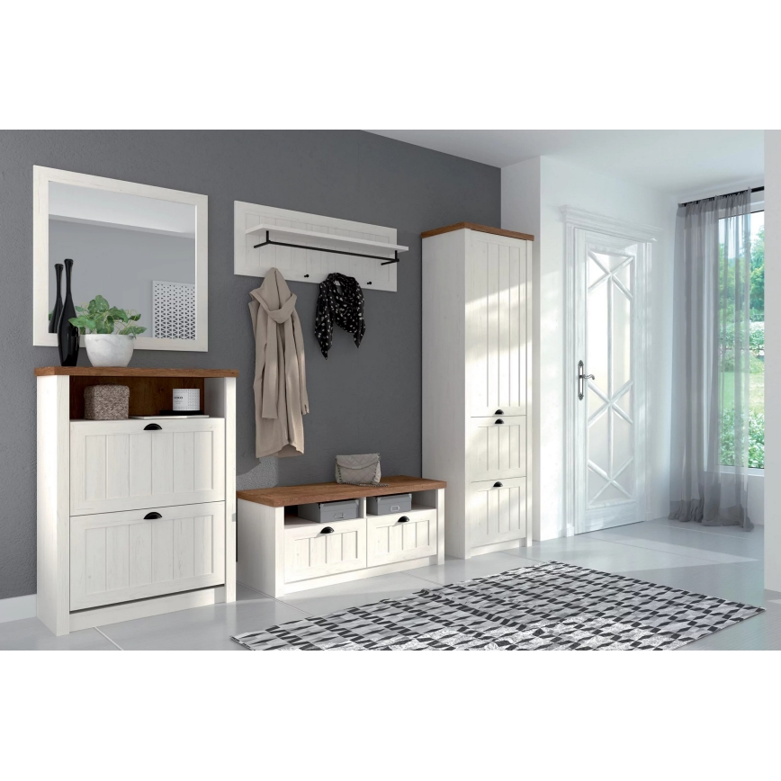 Knagerække LEMAS 40x109 cm hvid