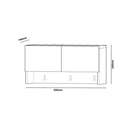 Knagerække med opbevaringsplads POOL 30x60 cm hvid