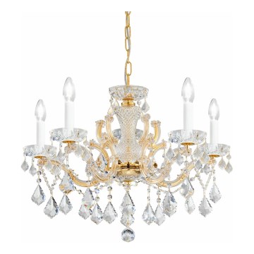 Kolarz 3149.85.3.KoT - Lysekrone i krystal m. kædeophæng MARIA LOUISE 5xE14/40W/230V 24K guldfarvet