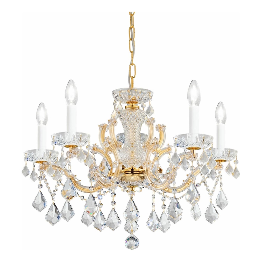 Kolarz 3149.85.3.KoT - Lysekrone i krystal m. kædeophæng MARIA LOUISE 5xE14/40W/230V 24K guldfarvet