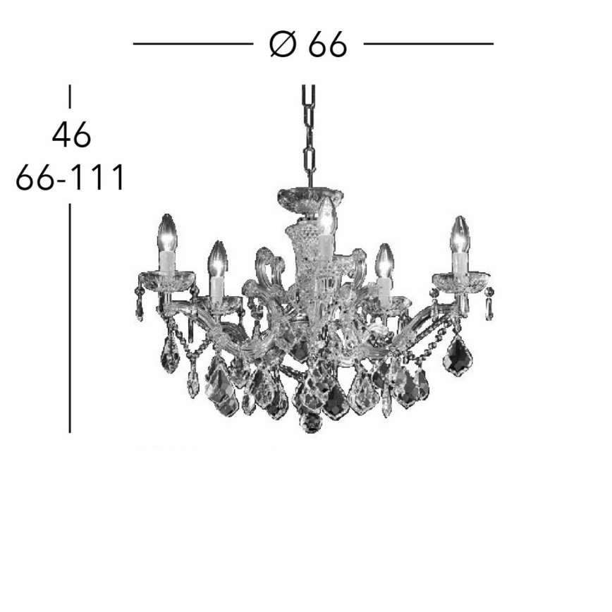 Kolarz 3149.85.3.KoT - Lysekrone i krystal m. kædeophæng MARIA LOUISE 5xE14/40W/230V 24K guldfarvet