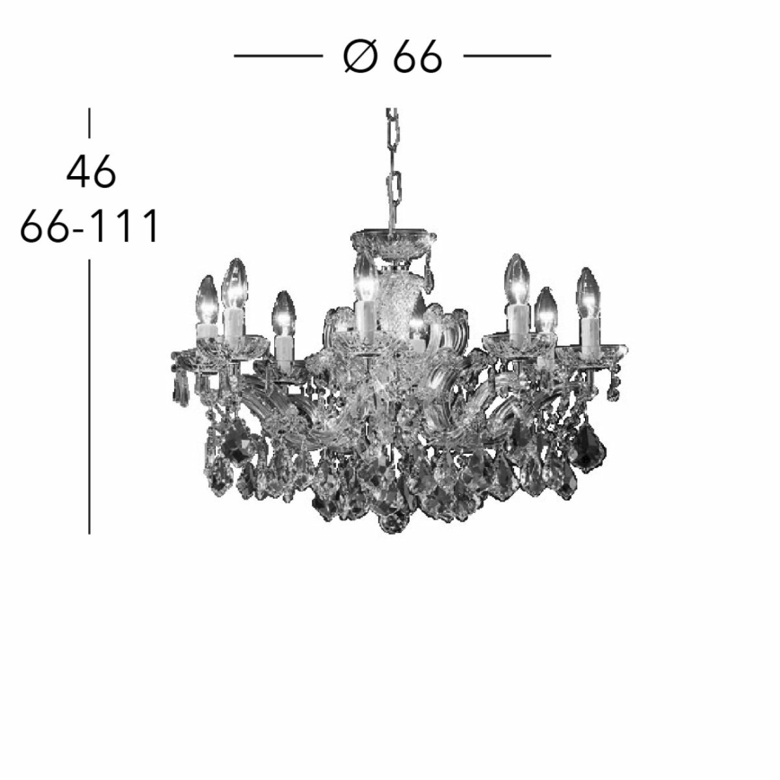 Kolarz 3149.88.3.KoT - Lysekrone i krystal m. kædeophæng MARIA LOUISE 8xE14/40W/230V 24K guldfarvet