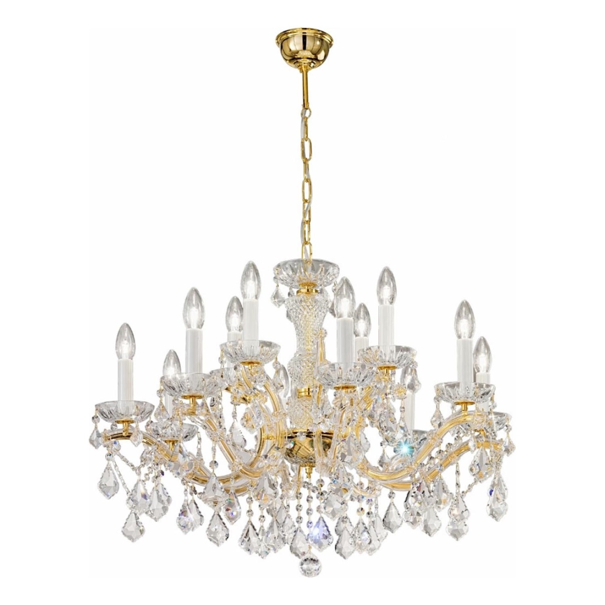 Kolarz 3149.88+4.3.KoT - Lysekrone i krystal m. kædeophæng MARIA LOUISE 12xE14/40W/230V 24K guldfarvet
