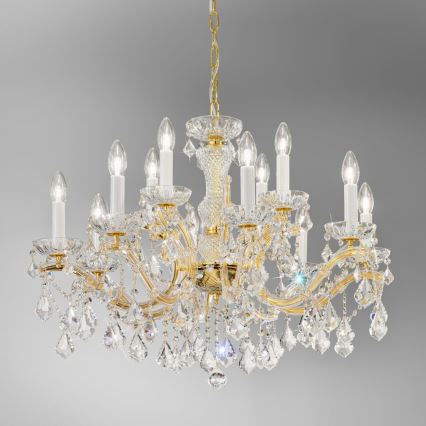 Kolarz 3149.88+4.3.KoT - Lysekrone i krystal m. kædeophæng MARIA LOUISE 12xE14/40W/230V 24K guldfarvet