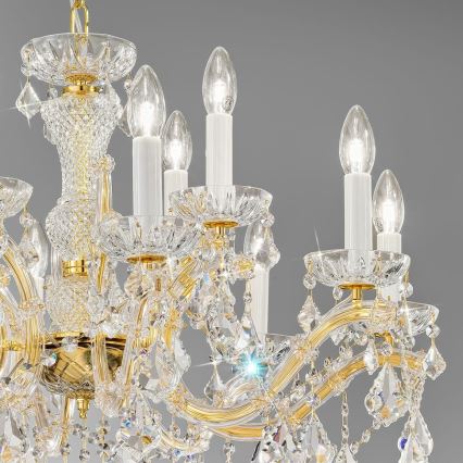 Kolarz 3149.88+4.3.KoT - Lysekrone i krystal m. kædeophæng MARIA LOUISE 12xE14/40W/230V 24K guldfarvet