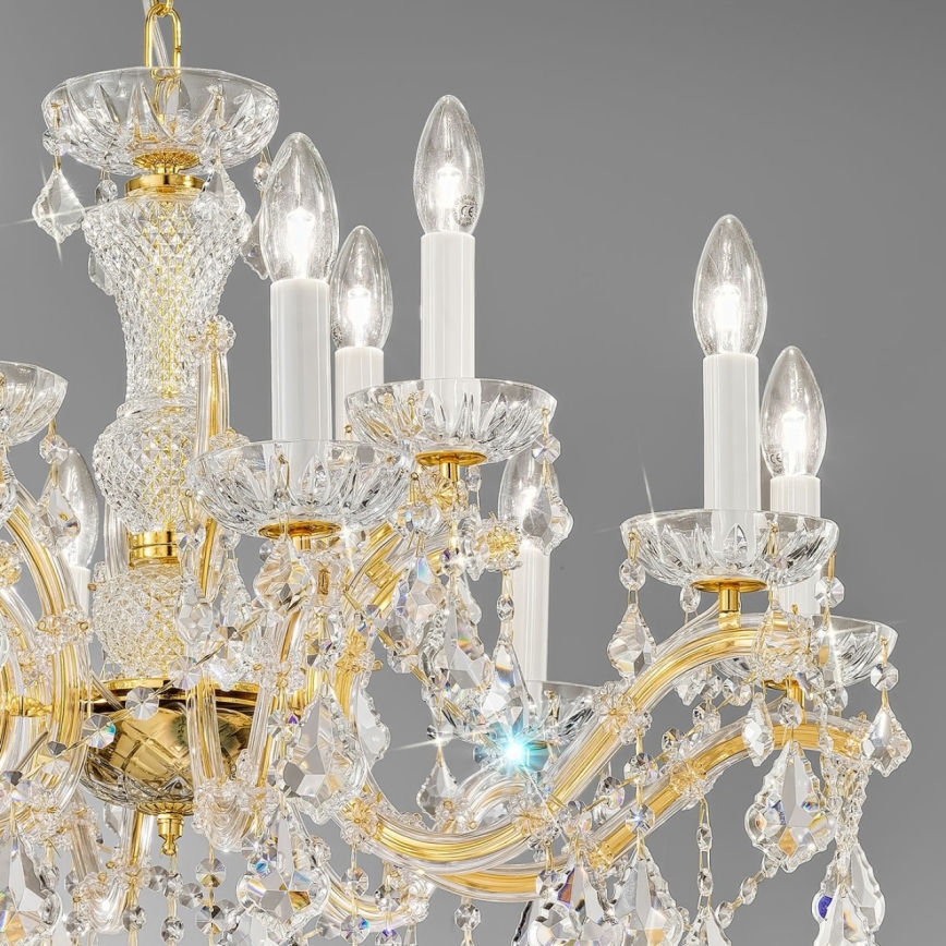 Kolarz 3149.88+4.3.KoT - Lysekrone i krystal m. kædeophæng MARIA LOUISE 12xE14/40W/230V 24K guldfarvet