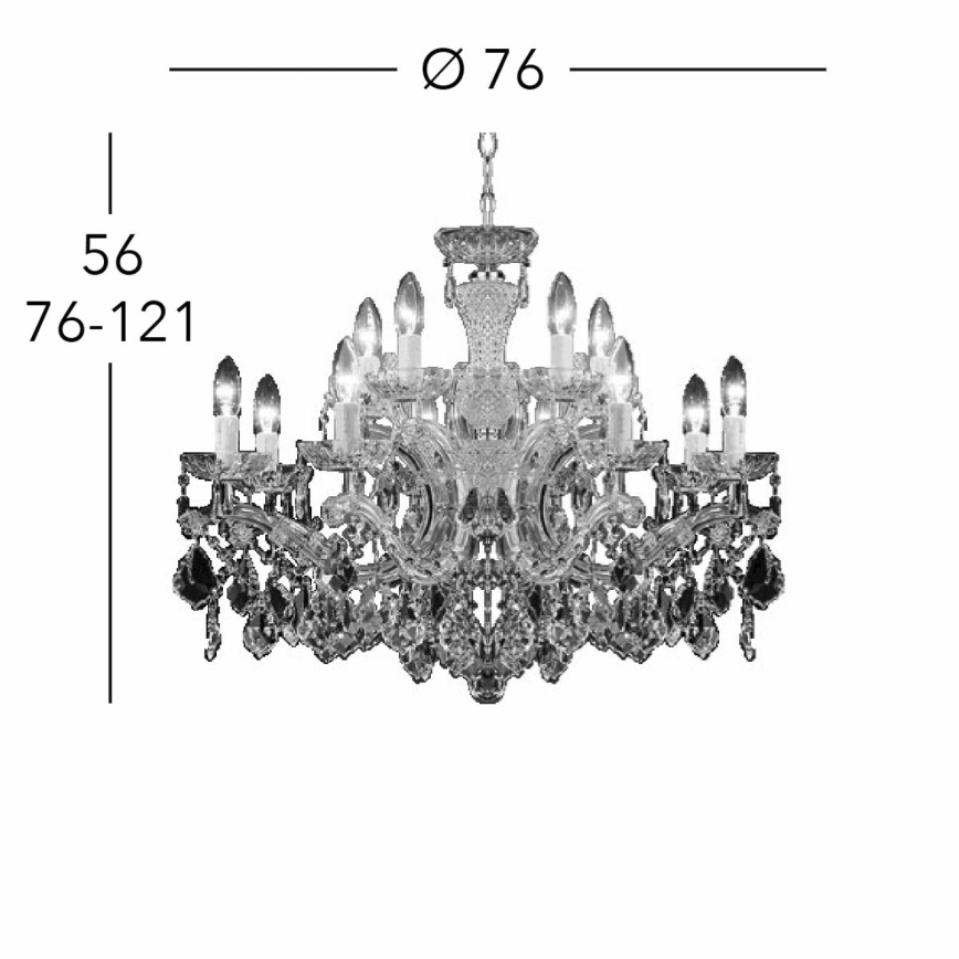 Kolarz 3149.88+4.3.KoT - Lysekrone i krystal m. kædeophæng MARIA LOUISE 12xE14/40W/230V 24K guldfarvet
