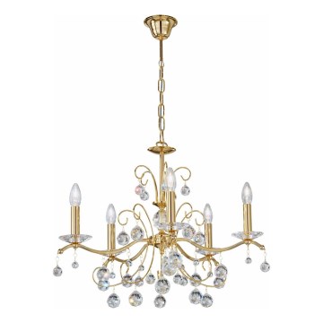 Kolarz 3234.85.3.KoT - Lysekrone i krystal m. kædeophæng CARMEN 5xE14/60W/230V 24K guldfarvet