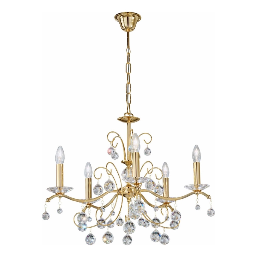 Kolarz 3234.85.3.KoT - Lysekrone i krystal m. kædeophæng CARMEN 5xE14/60W/230V 24K guldfarvet