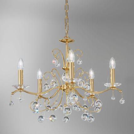 Kolarz 3234.85.3.KoT - Lysekrone i krystal m. kædeophæng CARMEN 5xE14/60W/230V 24K guldfarvet