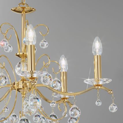 Kolarz 3234.85.3.KoT - Lysekrone i krystal m. kædeophæng CARMEN 5xE14/60W/230V 24K guldfarvet