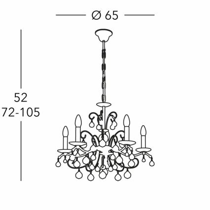 Kolarz 3234.85.3.KoT - Lysekrone i krystal m. kædeophæng CARMEN 5xE14/60W/230V 24K guldfarvet