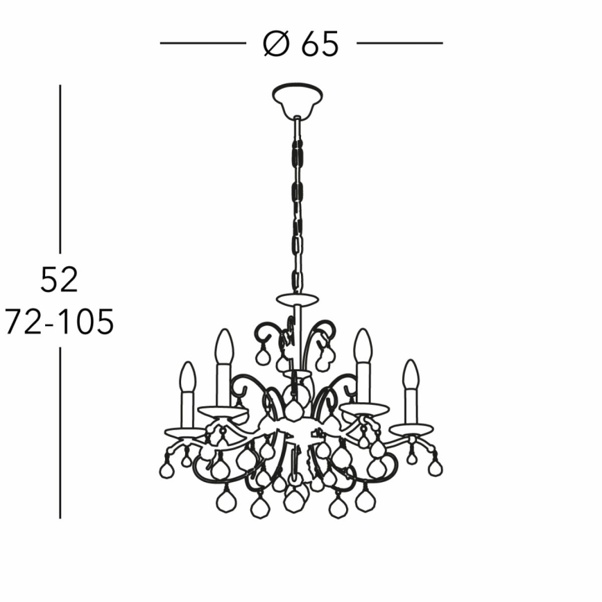 Kolarz 3234.85.3.KoT - Lysekrone i krystal m. kædeophæng CARMEN 5xE14/60W/230V 24K guldfarvet