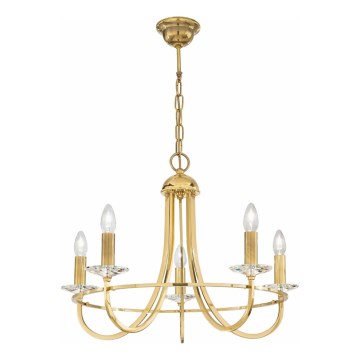 Kolarz 330.85.8C - Lysekrone i krystal m. kædeophæng IMPERIAL 5xE14/60W/230V guldfarvet