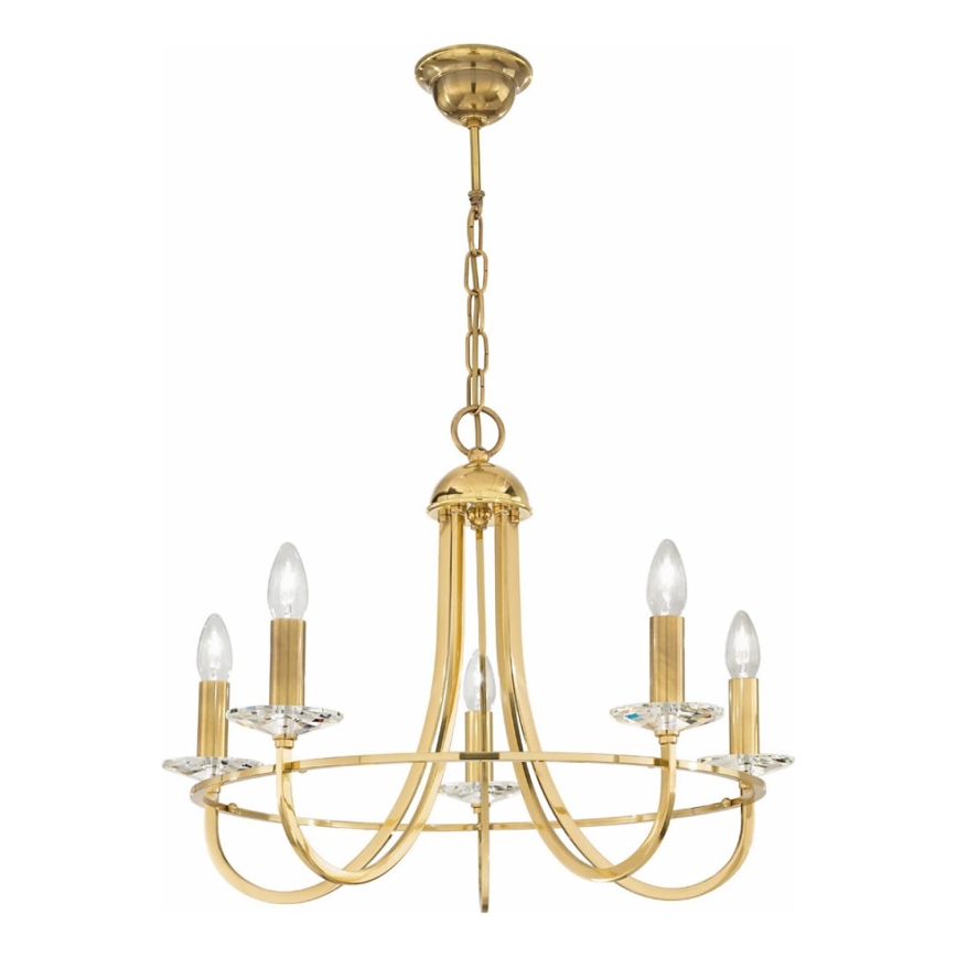 Kolarz 330.85.8C - Lysekrone i krystal m. kædeophæng IMPERIAL 5xE14/60W/230V guldfarvet