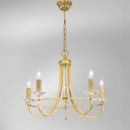 Kolarz 330.85.8C - Lysekrone i krystal m. kædeophæng IMPERIAL 5xE14/60W/230V guldfarvet