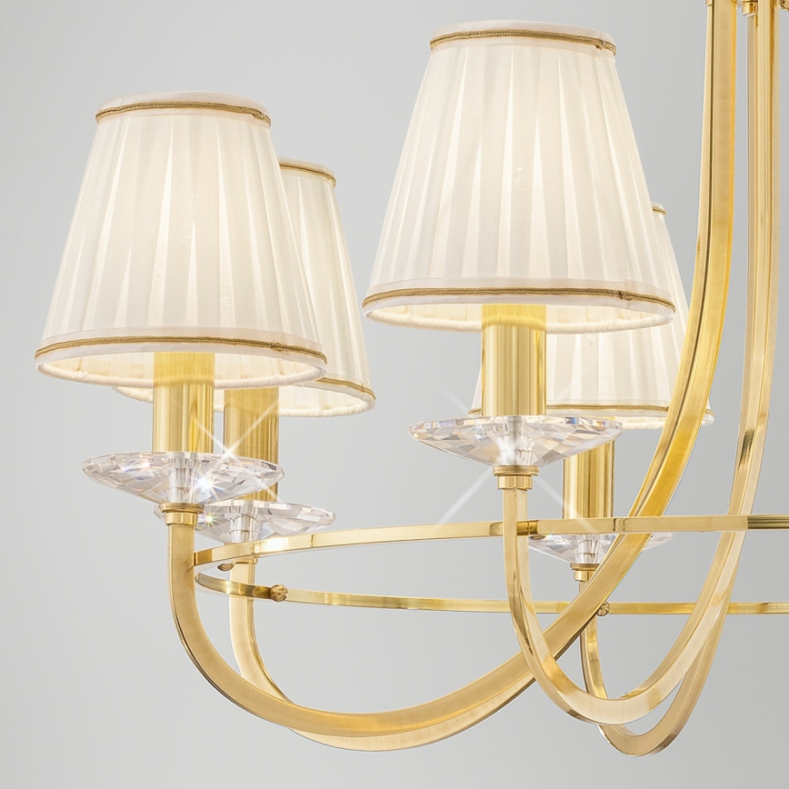Kolarz 330.85.8C - Lysekrone i krystal m. kædeophæng IMPERIAL 5xE14/60W/230V guldfarvet
