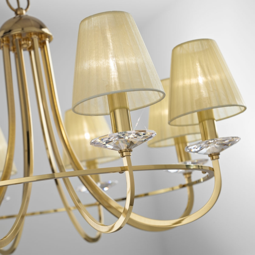 Kolarz 330.85.8C - Lysekrone i krystal m. kædeophæng IMPERIAL 5xE14/60W/230V guldfarvet