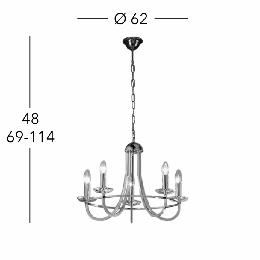 Kolarz 330.85.8C - Lysekrone i krystal m. kædeophæng IMPERIAL 5xE14/60W/230V guldfarvet