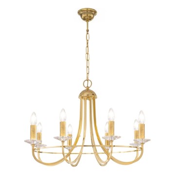 Kolarz 330.88.8C - Lysekrone i krystal m. kædeophæng IMPERIAL 8xE14/60W/230V guldfarvet