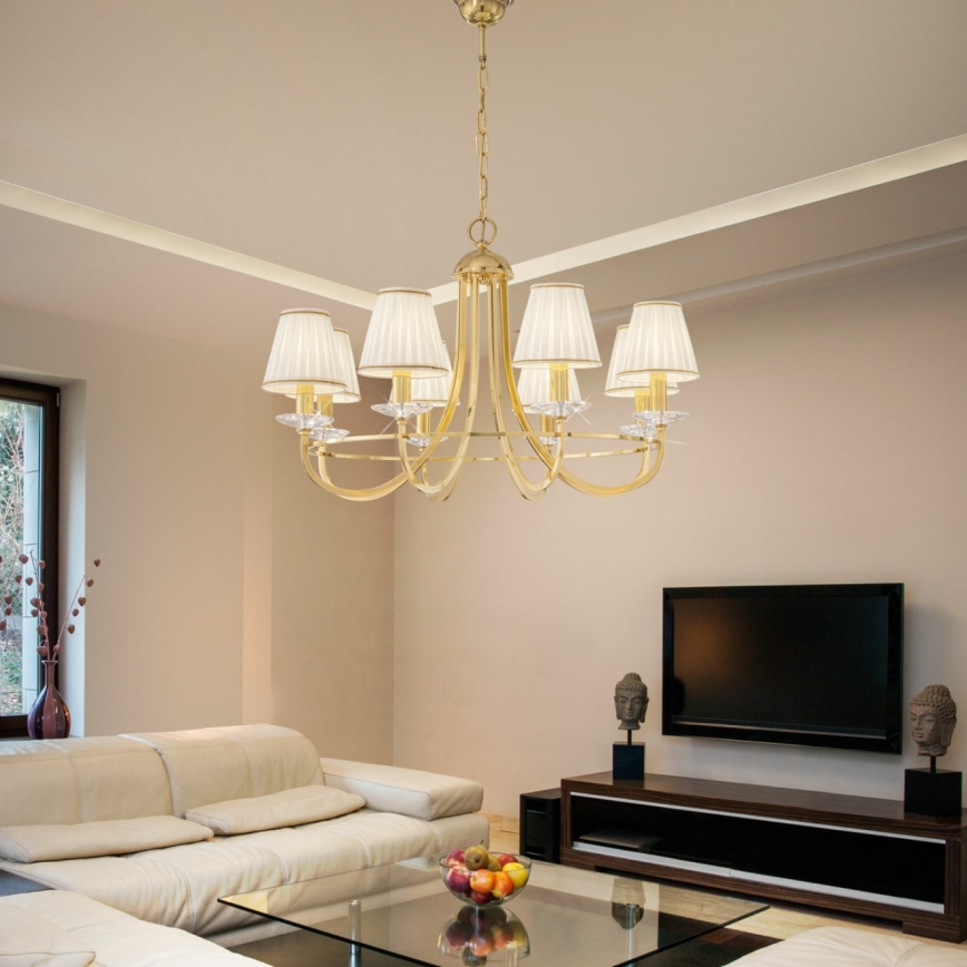 Kolarz 330.88.8C - Lysekrone i krystal m. kædeophæng IMPERIAL 8xE14/60W/230V guldfarvet