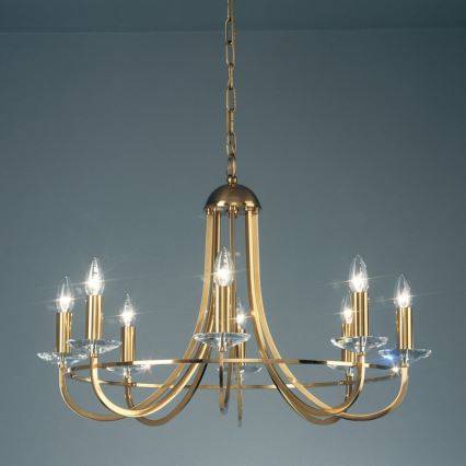 Kolarz 330.88.8C - Lysekrone i krystal m. kædeophæng IMPERIAL 8xE14/60W/230V guldfarvet